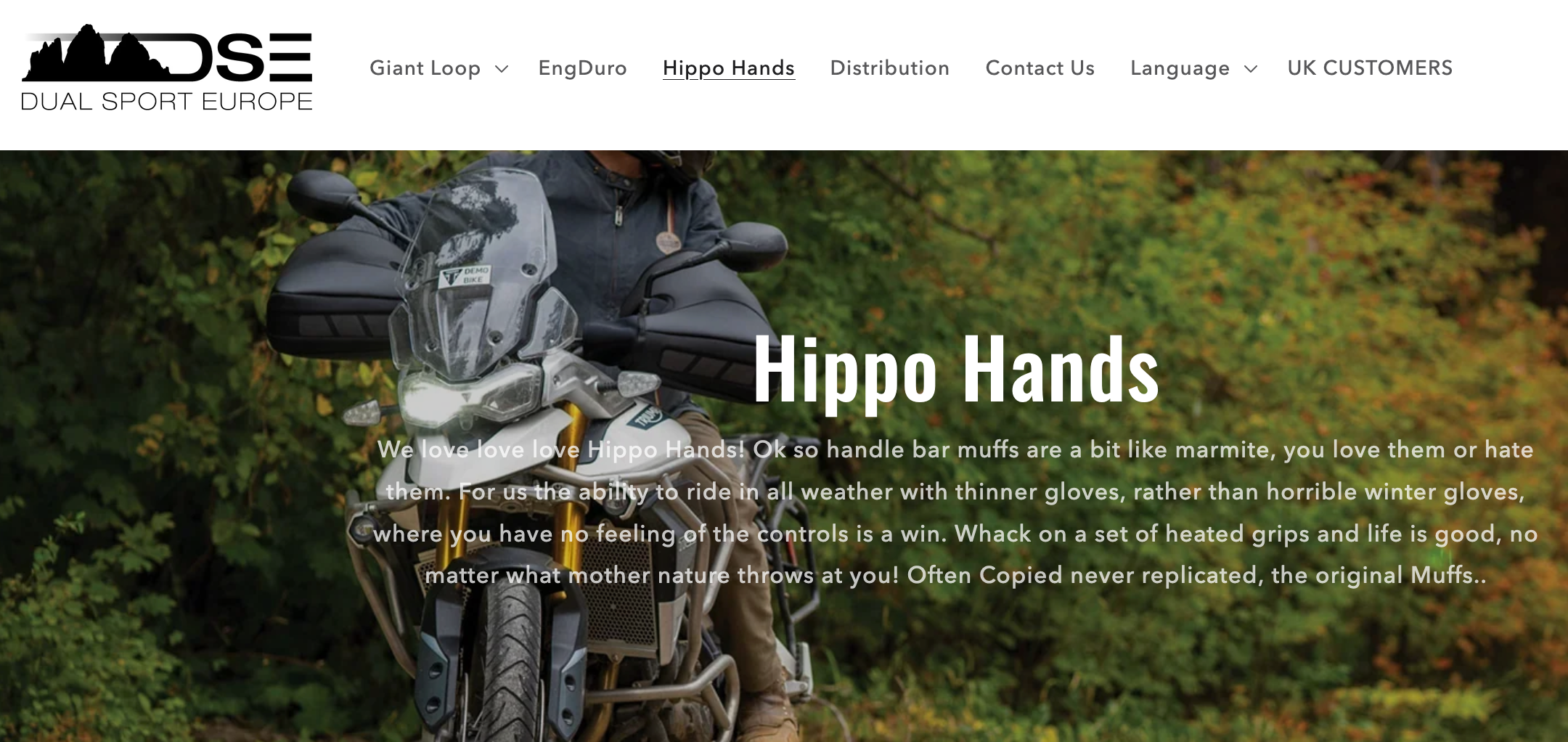 UK customers- Hippo Hands now for sale through Dual Sport Europe